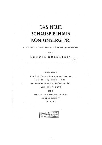 Textteil der Festschrift - Kultur in Ostpreußen