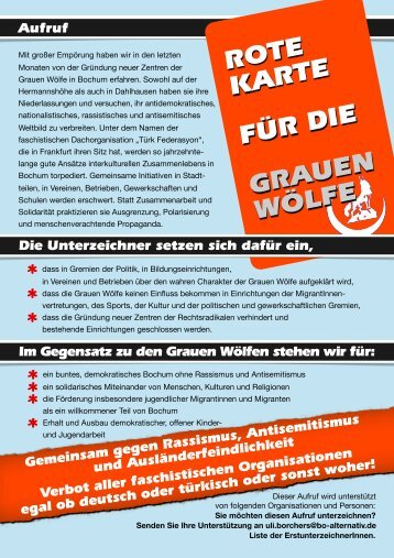 ROTE KARTE FÜR DIE GRAUEN WÖLFE - Herner Sozialforum