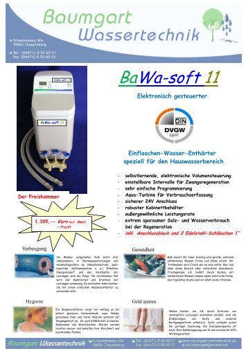 Prospekt BaWa soft 11 - Baumgart Wassertechnik