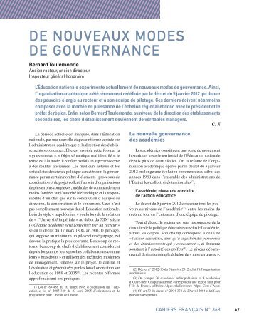 DE NOUVEAUX MODES DE GOUVERNANCE - AFAE