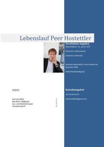 Lebenslauf Peer Hostettler - Wordpress Wordpress