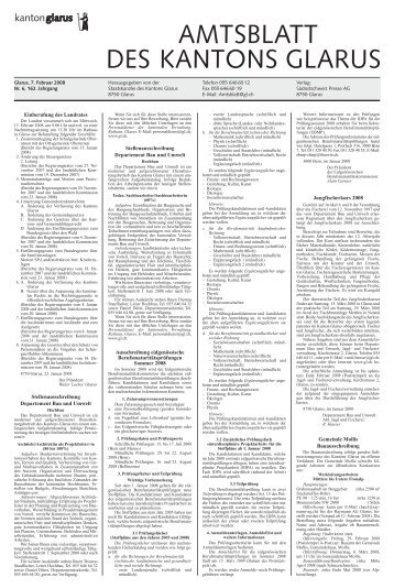 Amtsblatt des Kantons Glarus, 7.2.2008 - glarus24.ch
