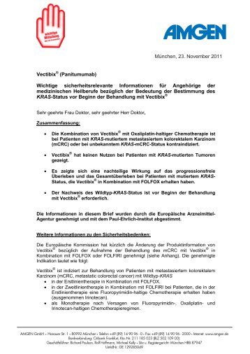 Rote-Hand-Brief zu Vectibix® (Panitumumab)