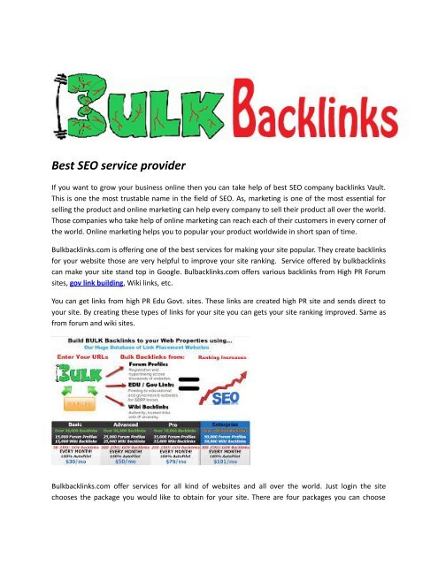 Backlink Service Provider