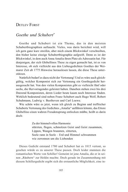 Detlev Forst Goethe Und Schubert