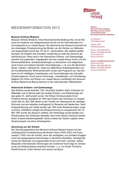 Medieninformation Deutsch (PDF) - Museum Schloss Moyland