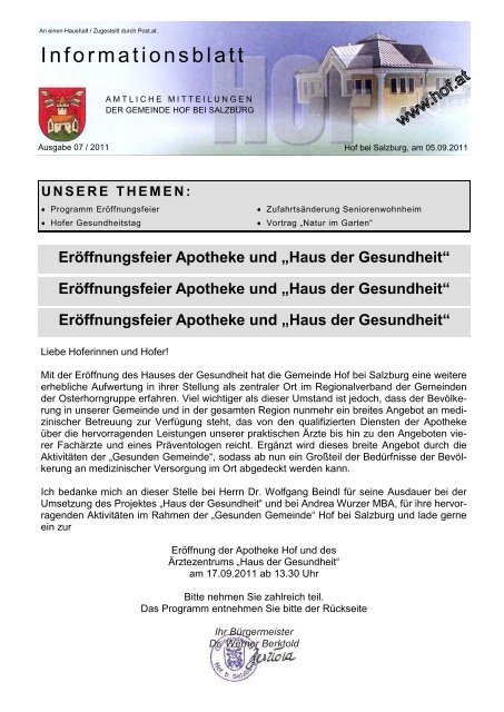 Eroffnungsfeier Apotheke Und Haus Der Gesundheit