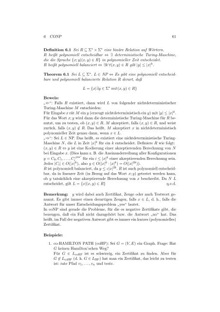Skript zur Vorlesung Komplexitätstheorie im SS 1996