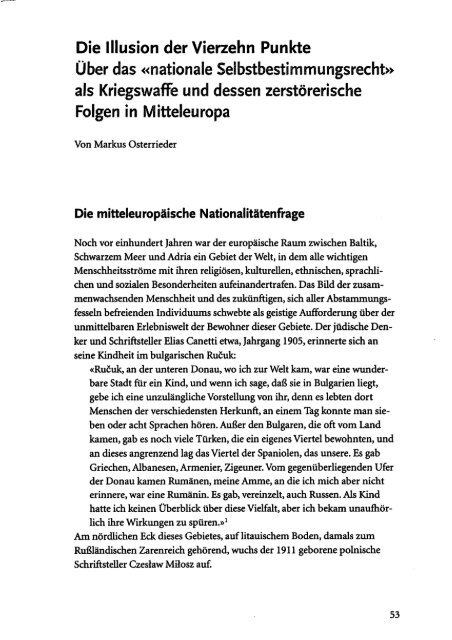 Die Illusion der Vierzehn Punkte. Über das nationale ... - CeltoSlavica