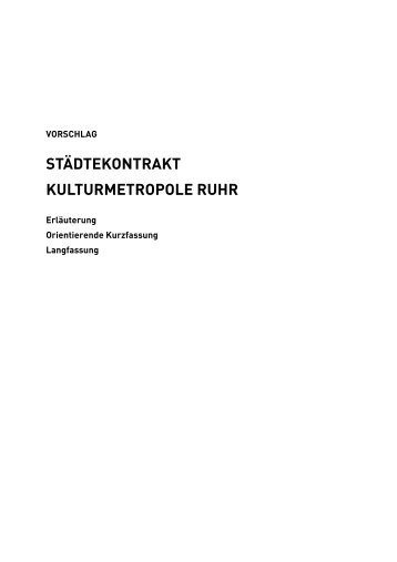 Vorschlag Städtekontrakt - Metropole Ruhr