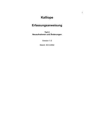 Erfassungsanweisung, Teil 2 - Kalliope - Staatsbibliothek zu Berlin