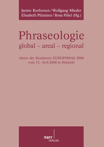 Phraseologie. global - areal - regional - im Shop von Narr Francke ...