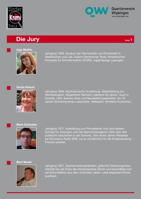 Die Jury - Zürcher Krimipreis