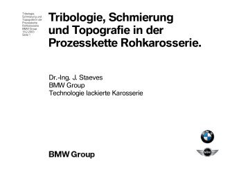 Tribologie, Schmierung und Topografie in der ... - Staeves