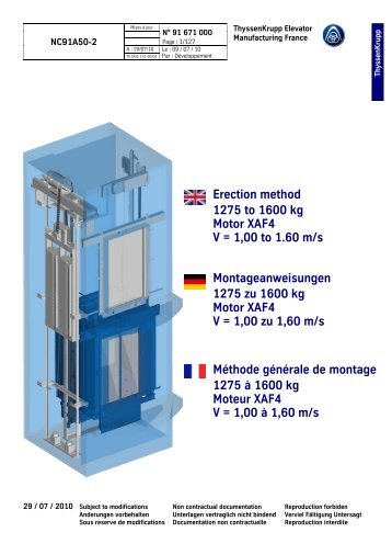 Erection method 1275 to 1600 kg Motor XAF4 V = 1,00 ... - TEF-online