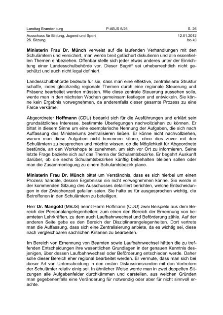 Landtag Brandenburg P-ABJS 5/26 Protokoll - Land Brandenburg