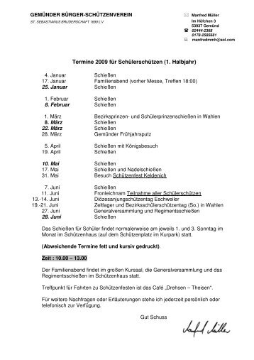 Termine Schülerschützen 2009 1 - Gemünder Bürger-Schützenverein