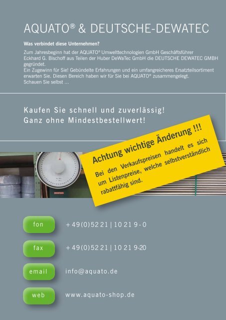 Zubehörkatalog 2013 - AQUATO Umwelttechnologien GmbH