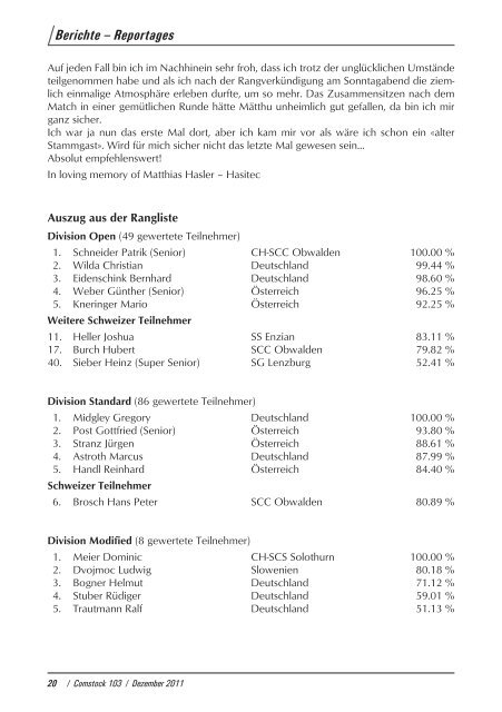 Bulletin Nr. 103 Dezember 2011