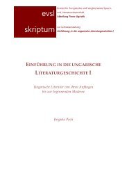 Einführung in die ungarische Literaturgeschichte I - Finno-Ugristik ...