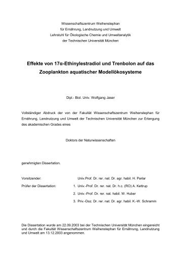 Effekte von 17α-Ethinylestradiol und Trenbolon auf das Zooplankton ...