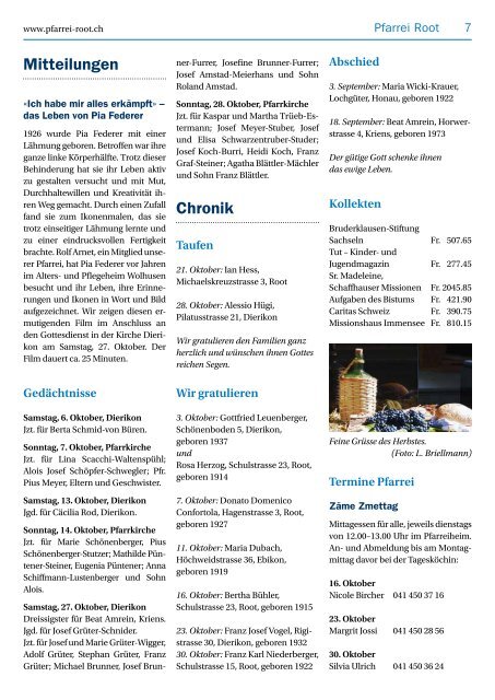 Pfarreiblatt Oktober 2012 - Pfarrei Root