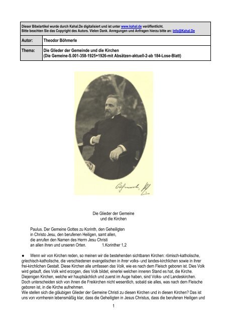1 Autor Theodor Bohmerle Thema Die Glieder Der Kahal De