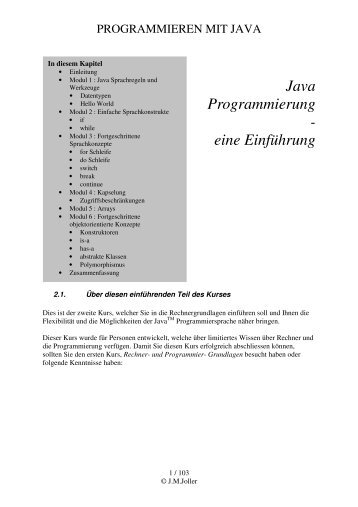 Java Programmierung - eine Einführung - Joller-Voss