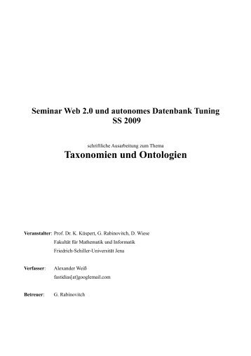 Taxonomien und Ontologien - Fakultät für Mathematik und Informatik ...
