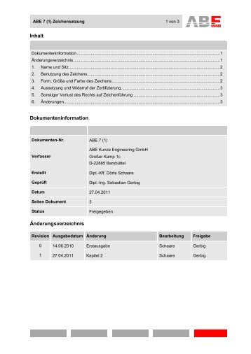 Zeichensatzung - ABE Gruppe