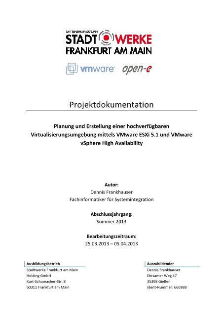 Projektdokume Projektdokumentatio Projektdokumentation ... - De-Fra