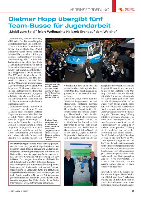 Sport in bw Nr. 01/10 - Badischer Sportbund Nord ev