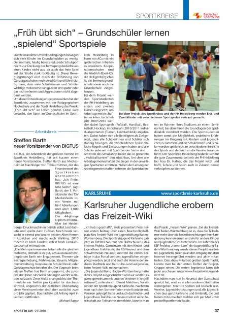 Sport in bw Nr. 01/10 - Badischer Sportbund Nord ev