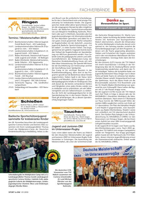 Sport in bw Nr. 01/10 - Badischer Sportbund Nord ev