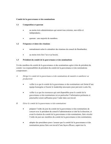 Comité de la gouvernance et des nominations 1.1 ... - Bombardier