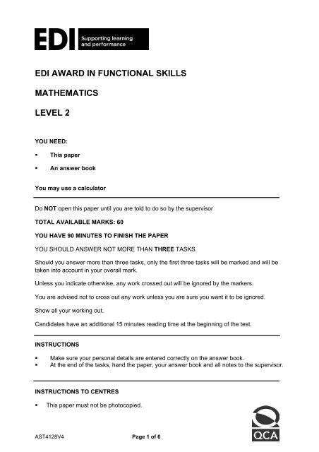 Level 2 Maths practice test
