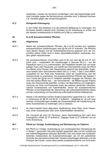 Anwendungshinweise zum Aufenthaltsgesetz - Pro Asyl