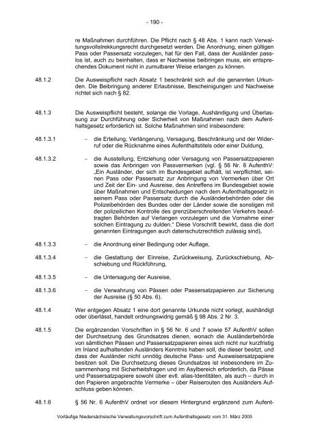 Anwendungshinweise zum Aufenthaltsgesetz - Pro Asyl