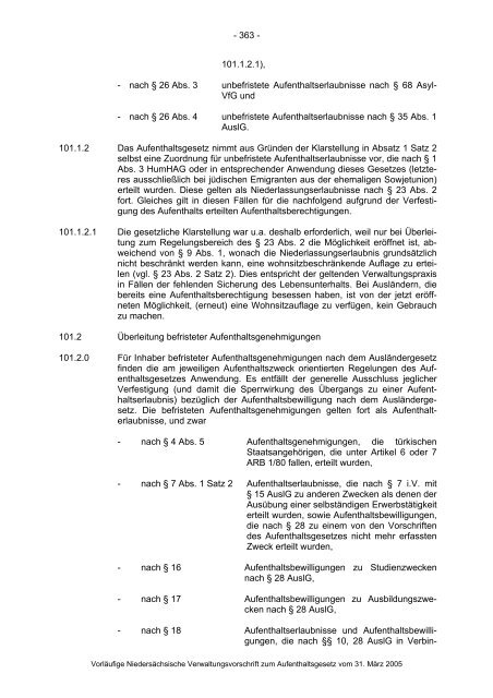 Anwendungshinweise zum Aufenthaltsgesetz - Pro Asyl