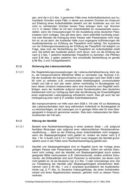 Anwendungshinweise zum Aufenthaltsgesetz - Pro Asyl