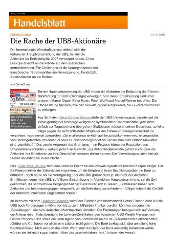 Die Rache der UBS-Aktionäre