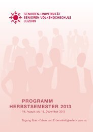PROGRAMM HERBSTSEMESTER 2013 - Senioren-Universität und ...