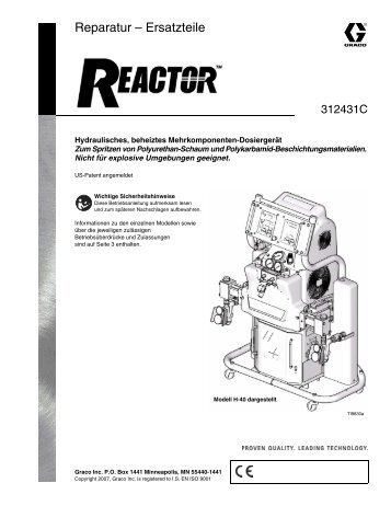 312431C Reactor, Hydraulic Proportioners, Repair-Parts, German
