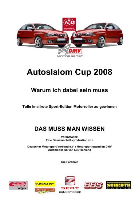 Ausschreibung Autoslalom-Cup 2008