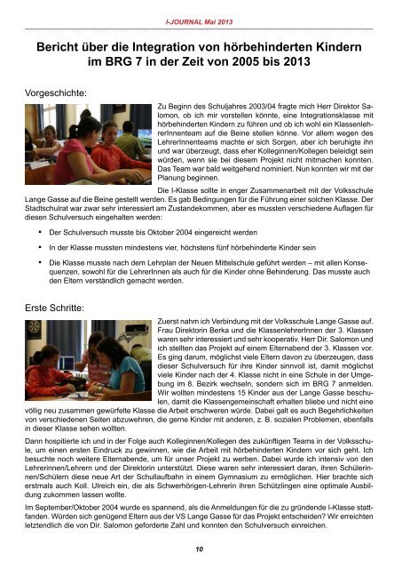 Integrationsjournal Mai 2013 - Lehrerweb