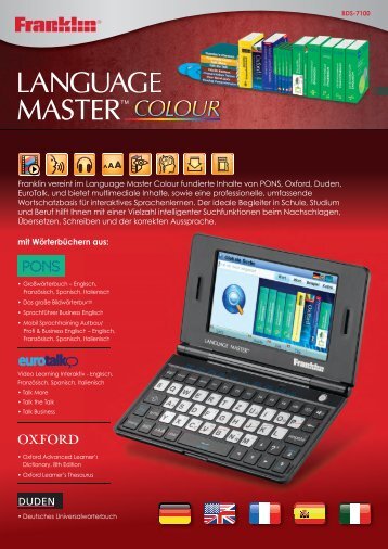 Produktinfo zum Franklin Language Master Colour BDS-7100 - Abitz