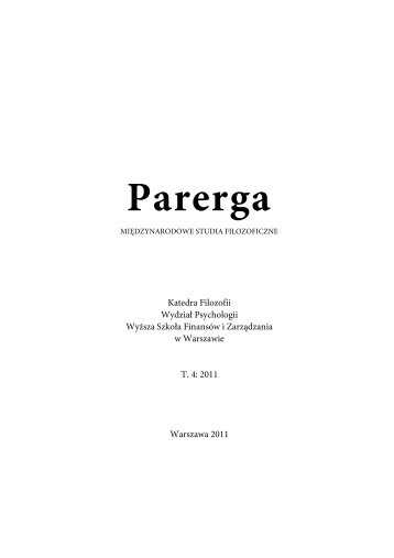 pobierz - Parerga - Wyższa Szkoła Finansów i Zarządzania