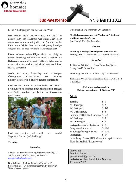 Süd-West-Info Nr. 8 (Aug.) 2012 - terre des hommes