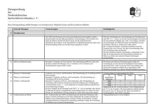 Ehrungsordnung des Niedersächsischen ... - KSV Holzminden