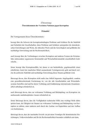 Übereinkommen der Vereinten Nationen gegen Korruption